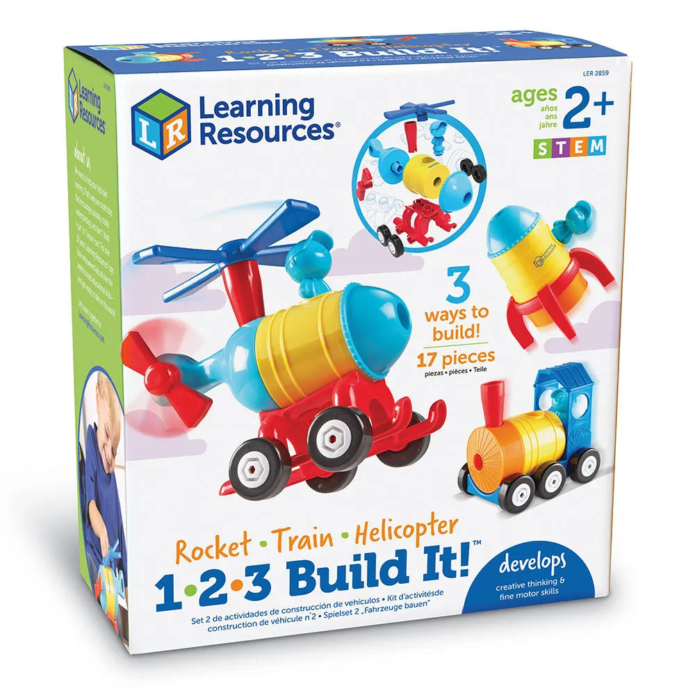 Learning Resources - 1-2-3 Build It! Train/Rocket/Helicopter