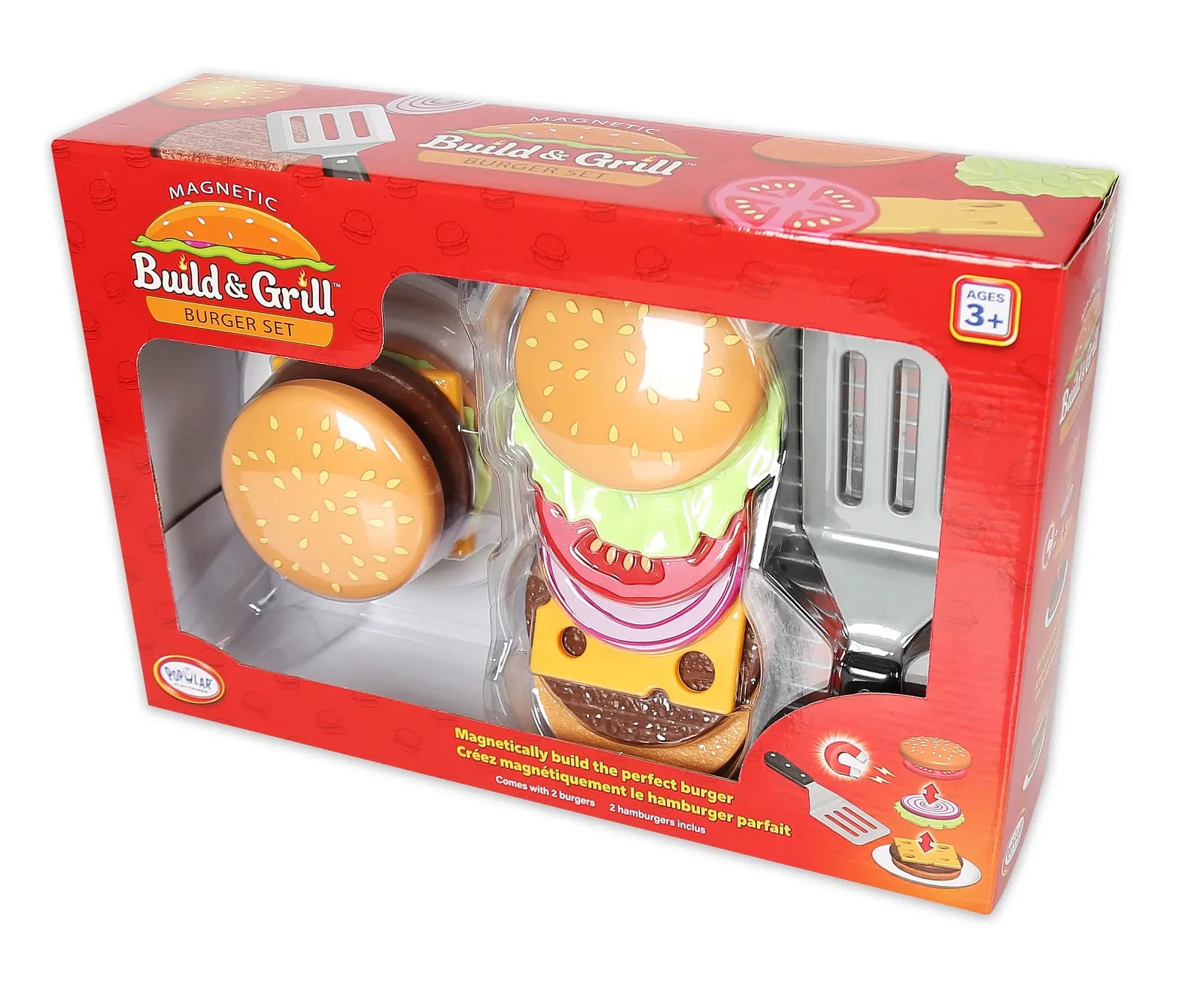 Popular Playthings - Magnetic Build & Grill Burger Set