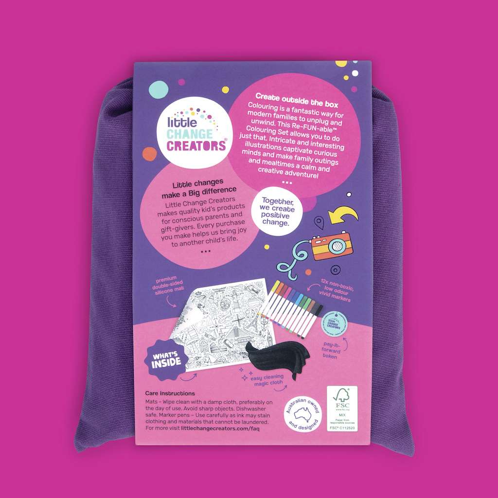 Little Change Creators - LARGE Reusable Silicone Colouring Set - Our World