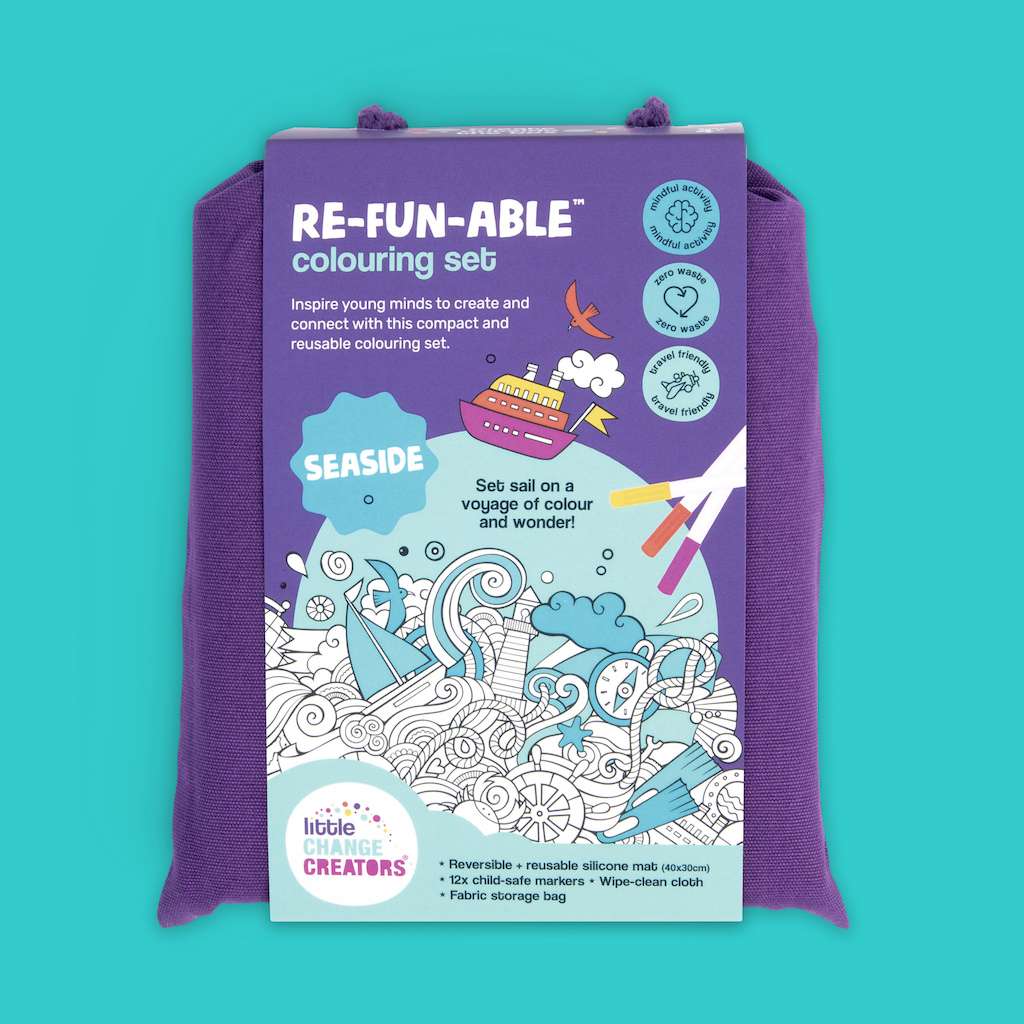 Little Change Creators - LARGE Reusable Silicone Colouring Set - Seaside