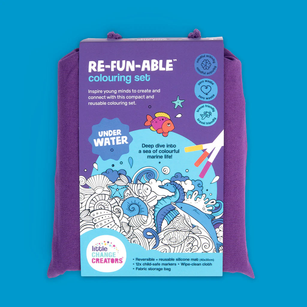 Little Change Creators - LARGE Reusable Silicone Colouring Set - Underwater
