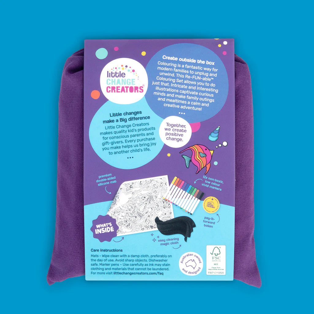 Little Change Creators - LARGE Reusable Silicone Colouring Set - Underwater