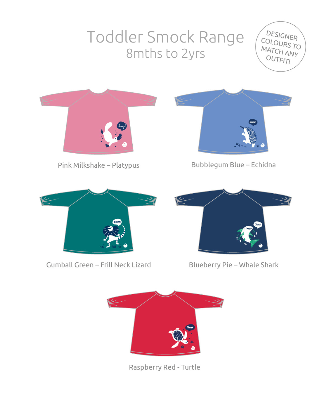 Little Chomps - Messy Mealtime (Toddler) Smock: 8mths to 2+yrs