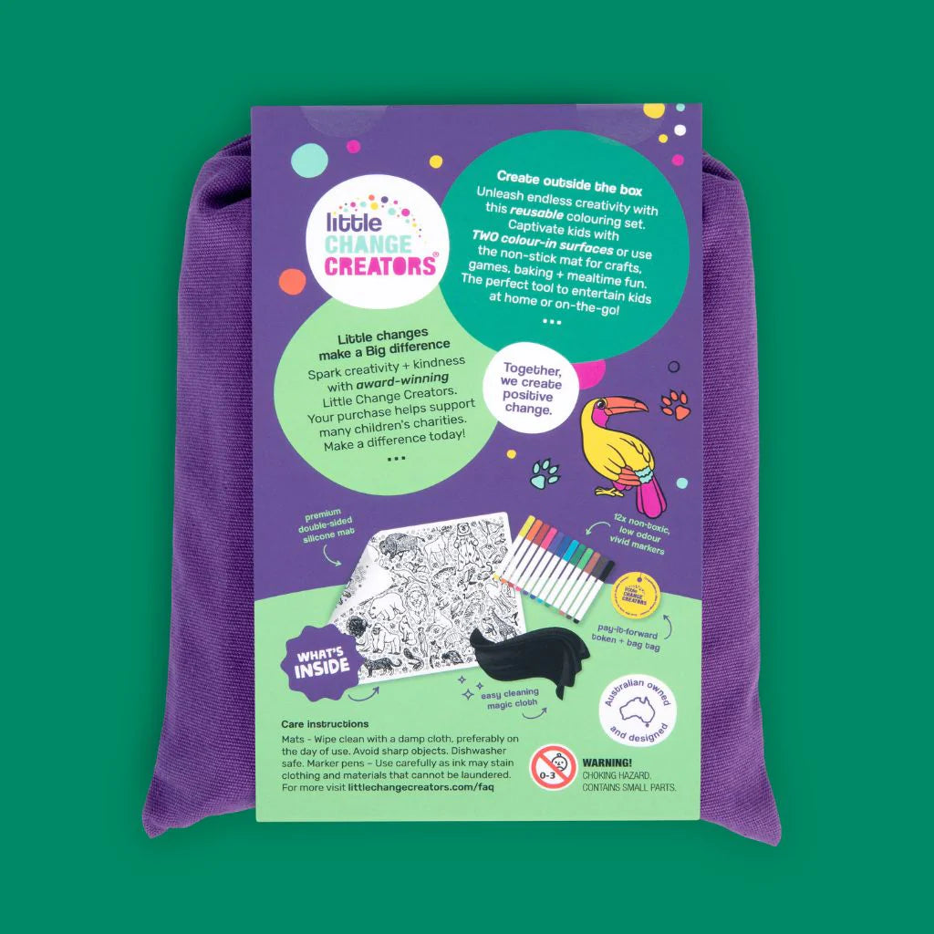 Little Change Creators - LARGE Reusable Silicone Colouring Set - Safari