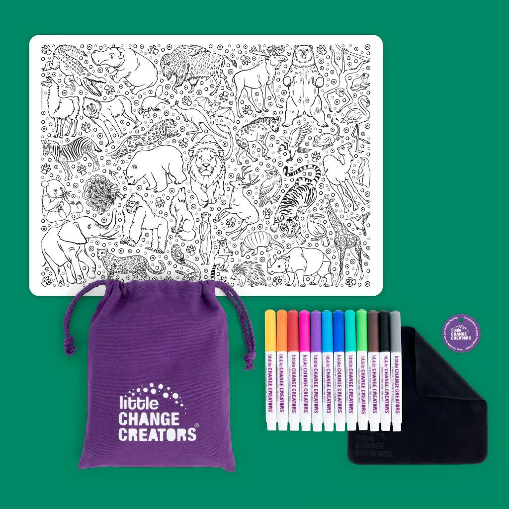 Little Change Creators - LARGE Reusable Silicone Colouring Set - Safari