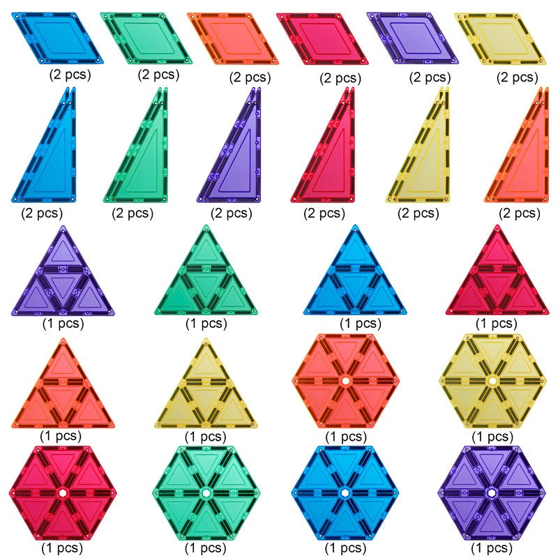Learn & Grow Magnetic Tiles – Geometric Pack (36 Piece)