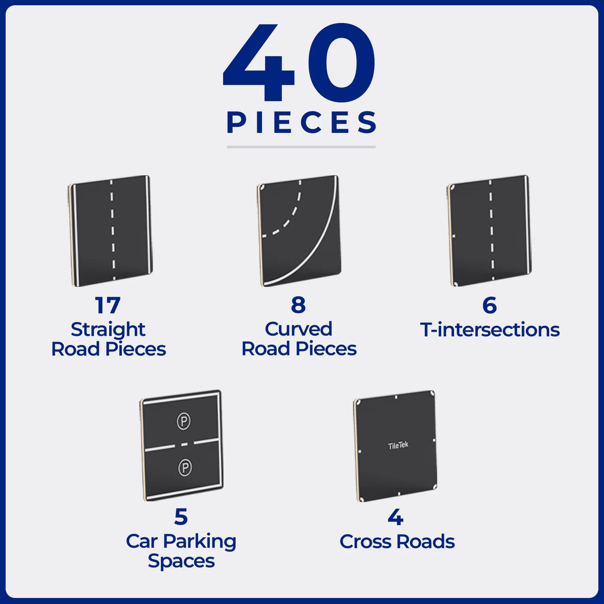 TileTek - 40 Piece Tile Topper - Road Pack
