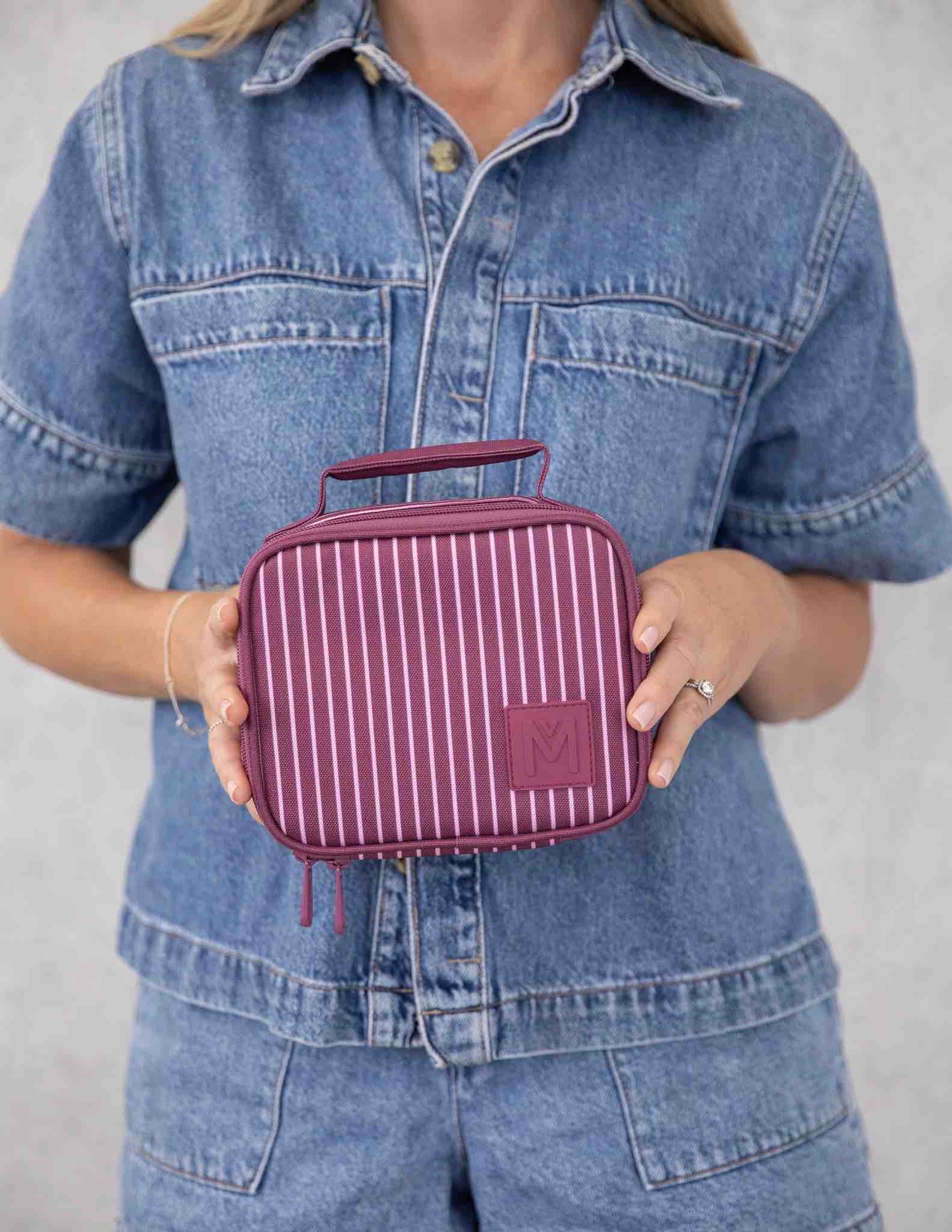 MontiiCo Mini Insulated Lunch Bag - Ruby Stripe
