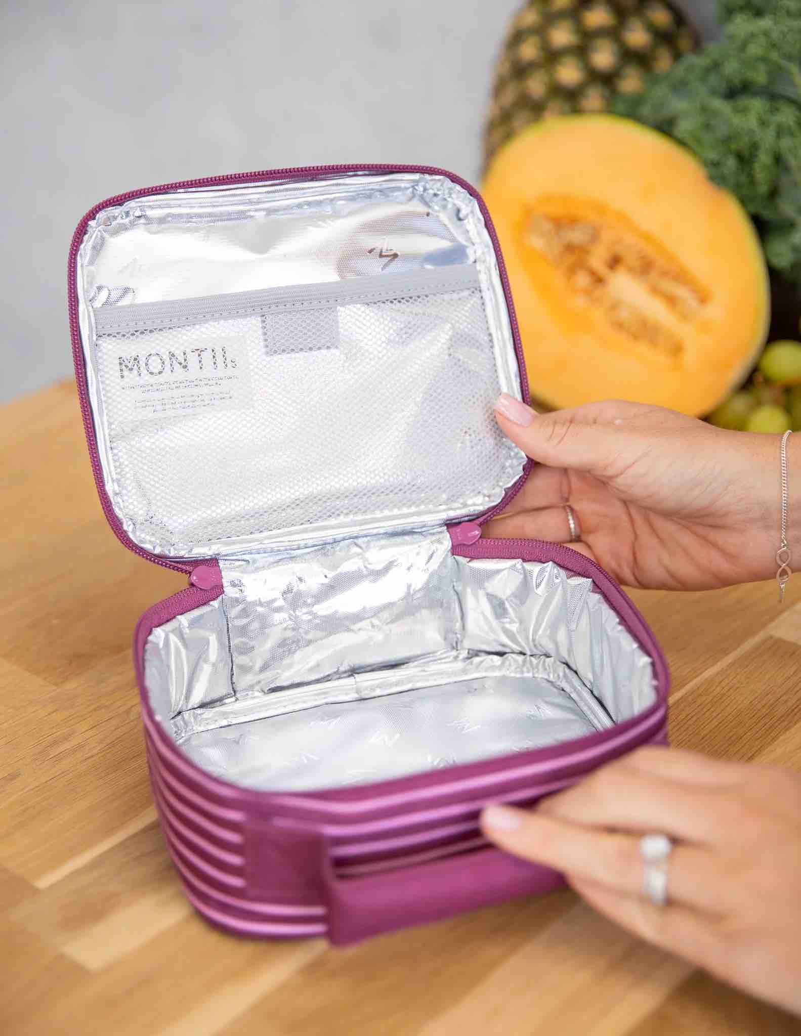 MontiiCo Mini Insulated Lunch Bag - Ruby Stripe