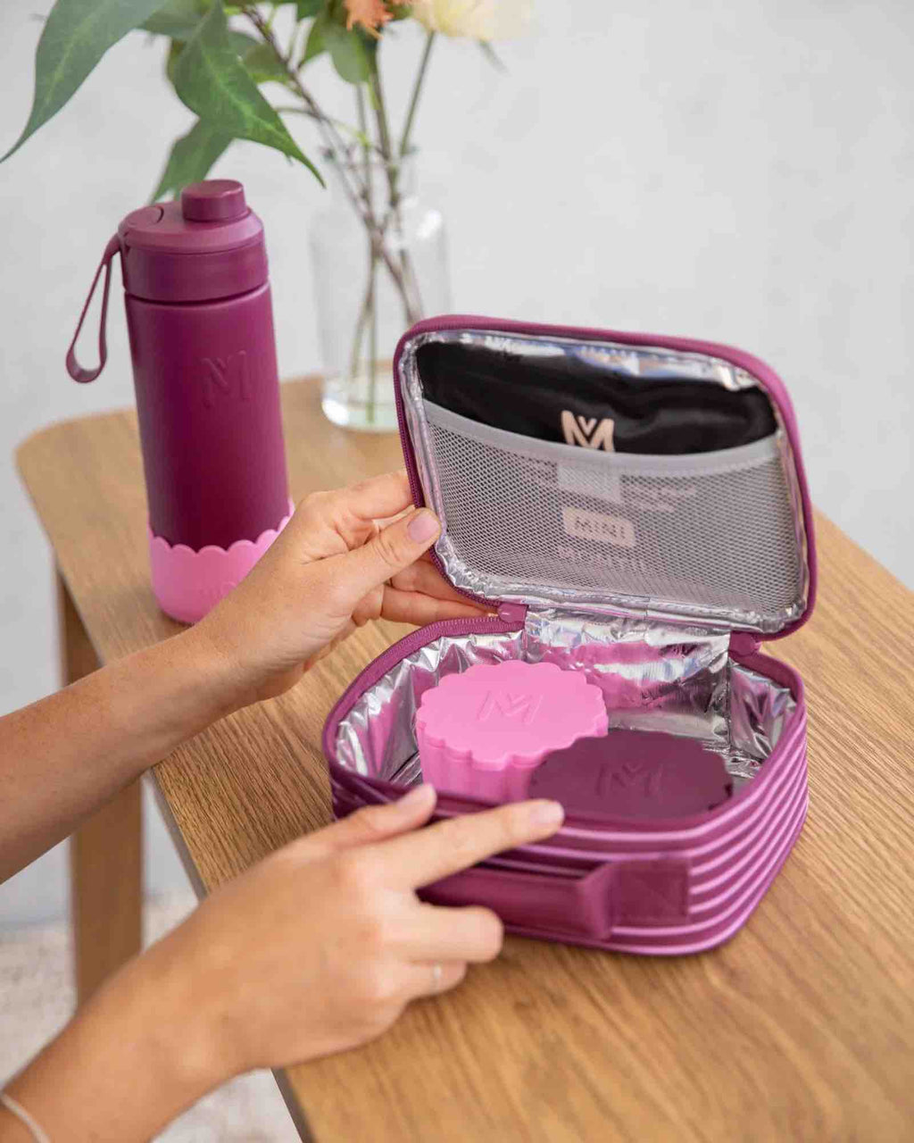 MontiiCo Mini Insulated Lunch Bag - Ruby Stripe