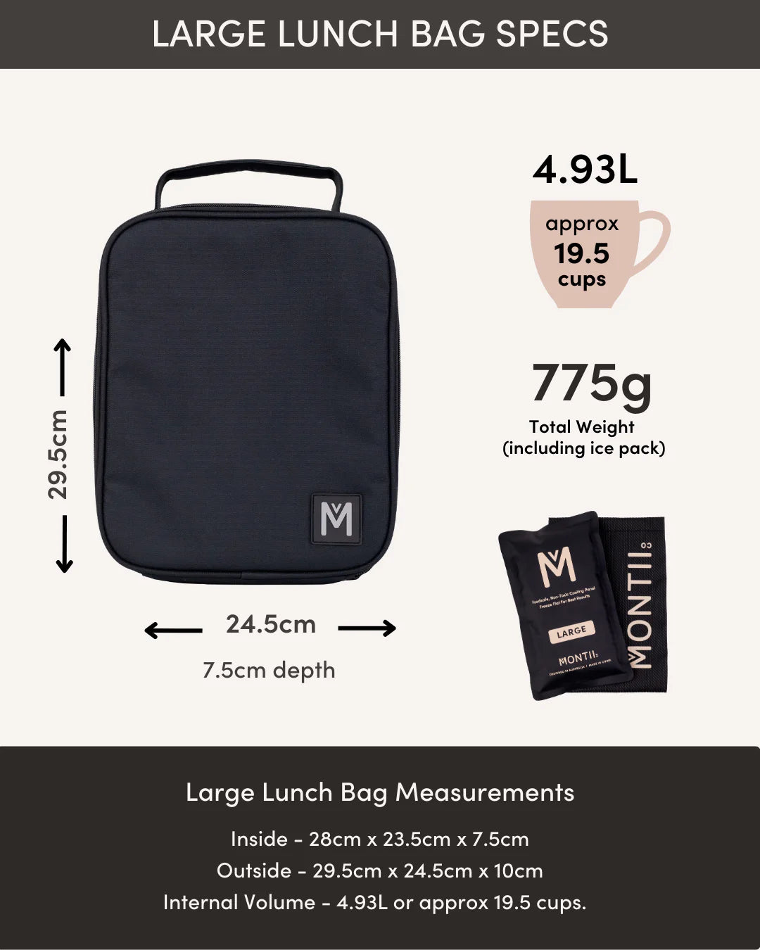 MontiiCo Large Insulated Lunch Bag - Rainbow Roller