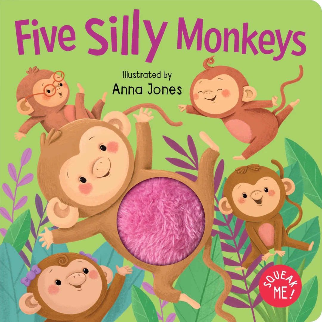 Book | Squeaky Plush Board Book - Five Silly Monkeys