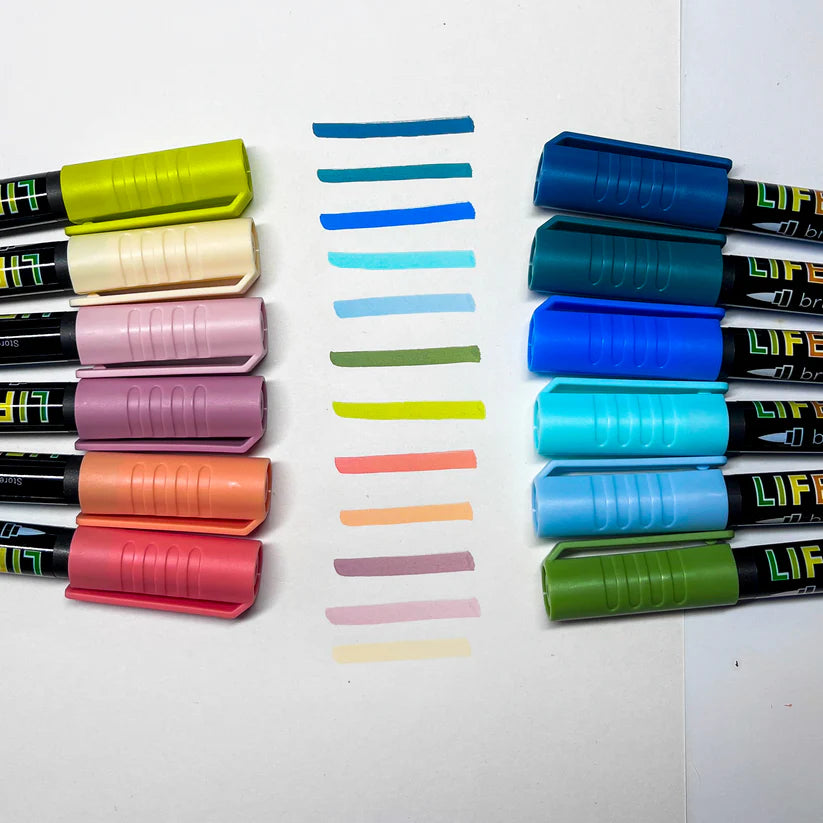 Life of Colour - Ocean Brush Tip Acrylic Paint Pens - Set of 12