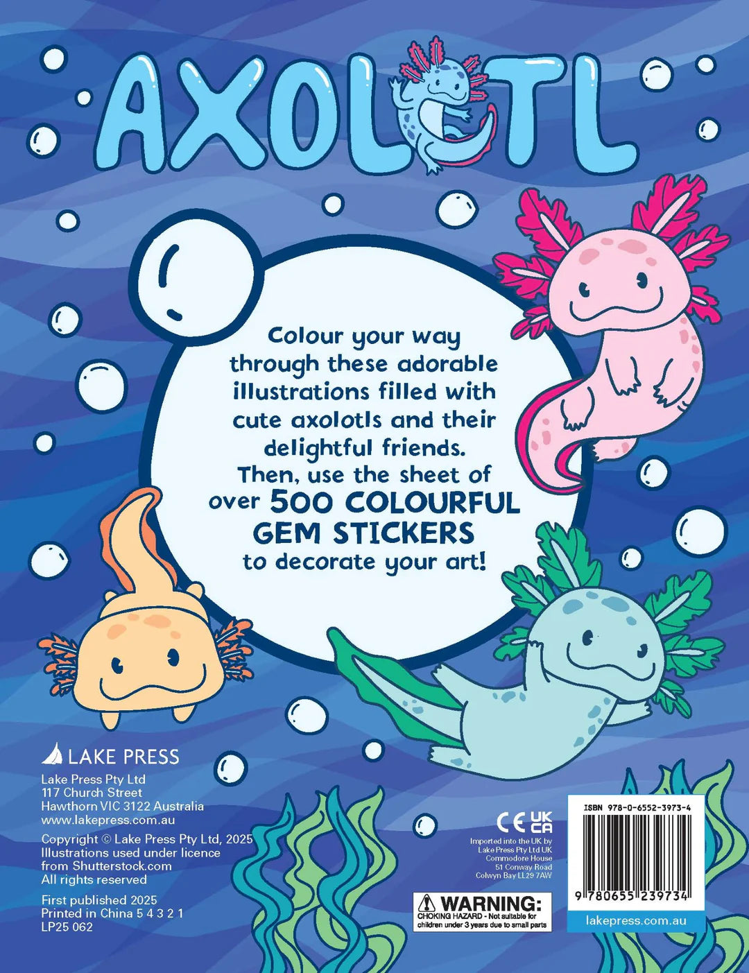 Book | Gem Art Colouring Book - Axolotl