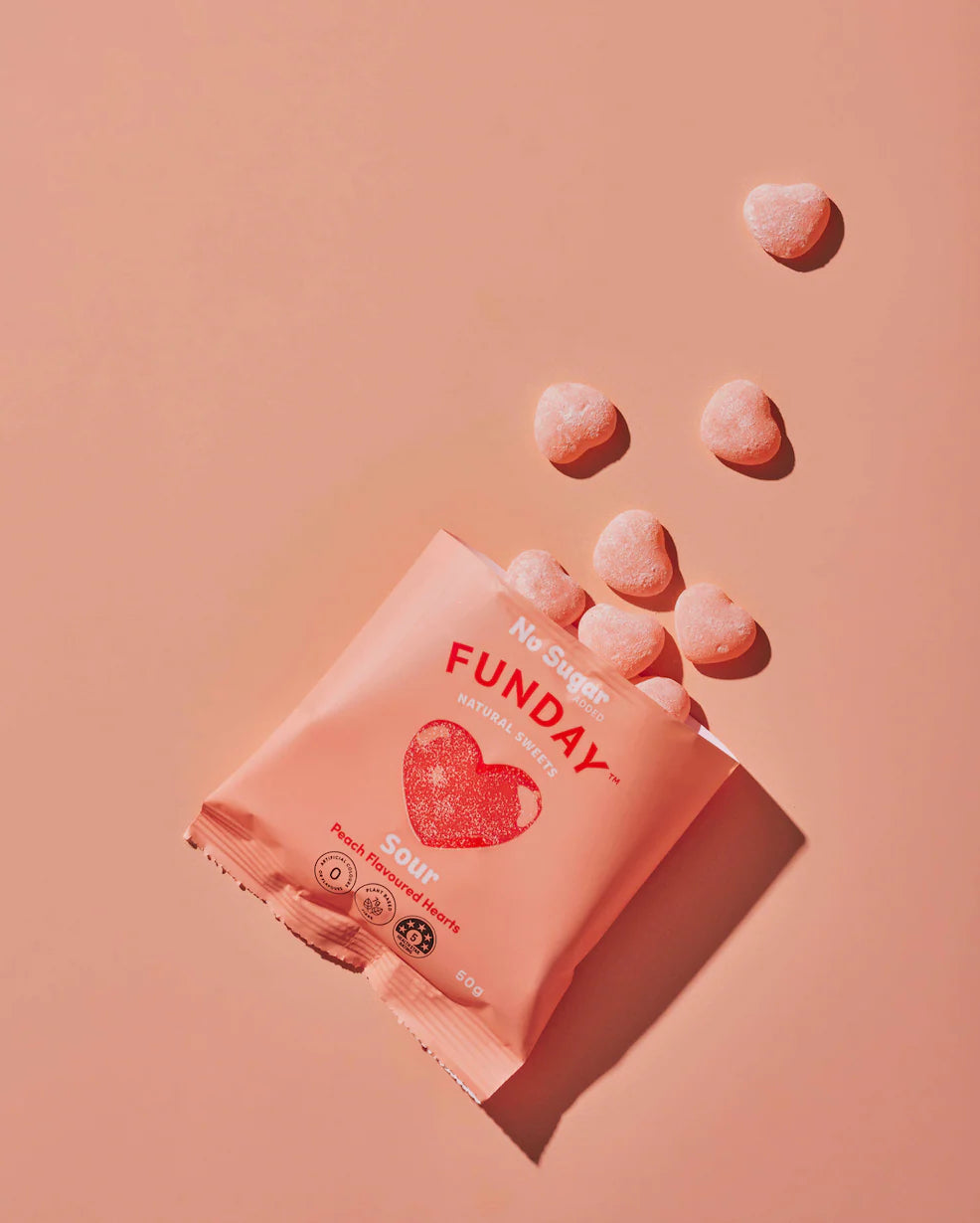 FUNDAY Sweets - Sour Peach Hearts 50g