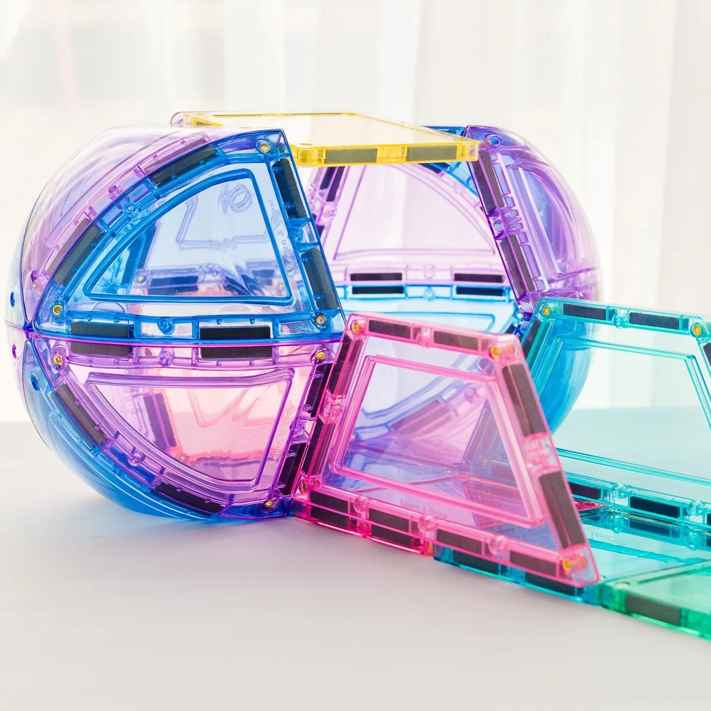 Learn & Grow Magnetic Tiles - Dome Pack ( Pastel ) - 22 Piece