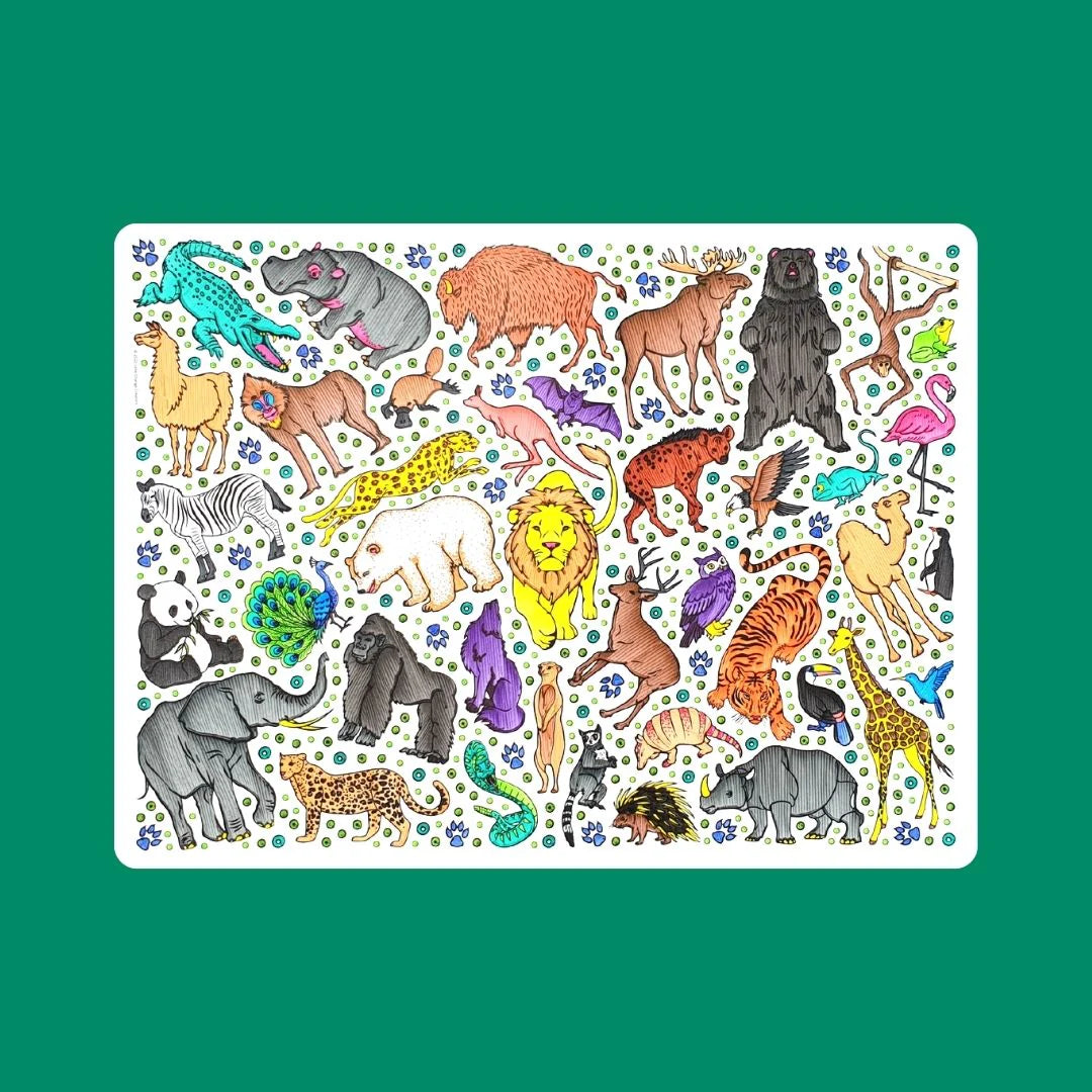 Little Change Creators - LARGE Reusable Silicone Colouring Set - Safari
