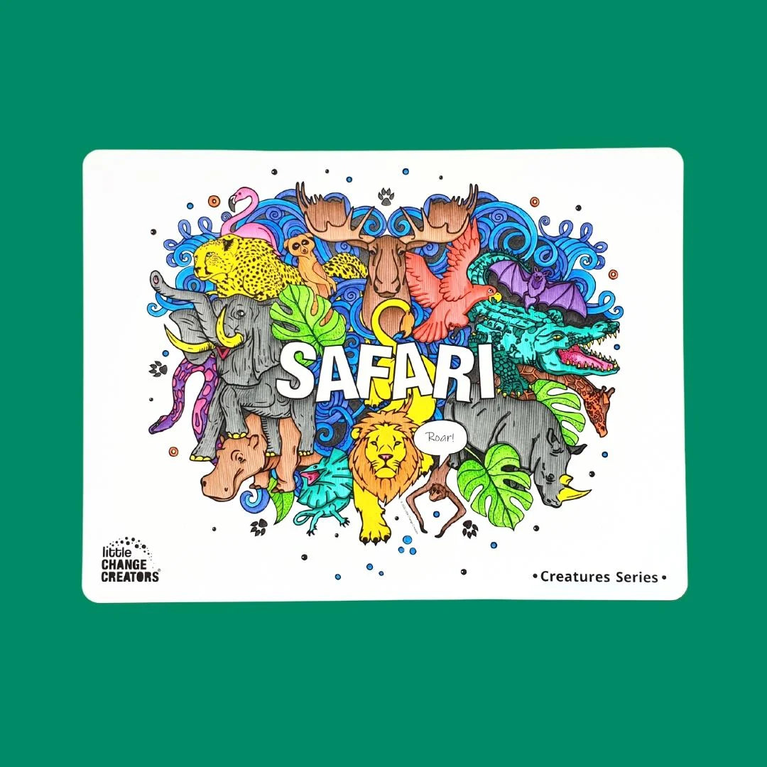 Little Change Creators - LARGE Reusable Silicone Colouring Set - Safari