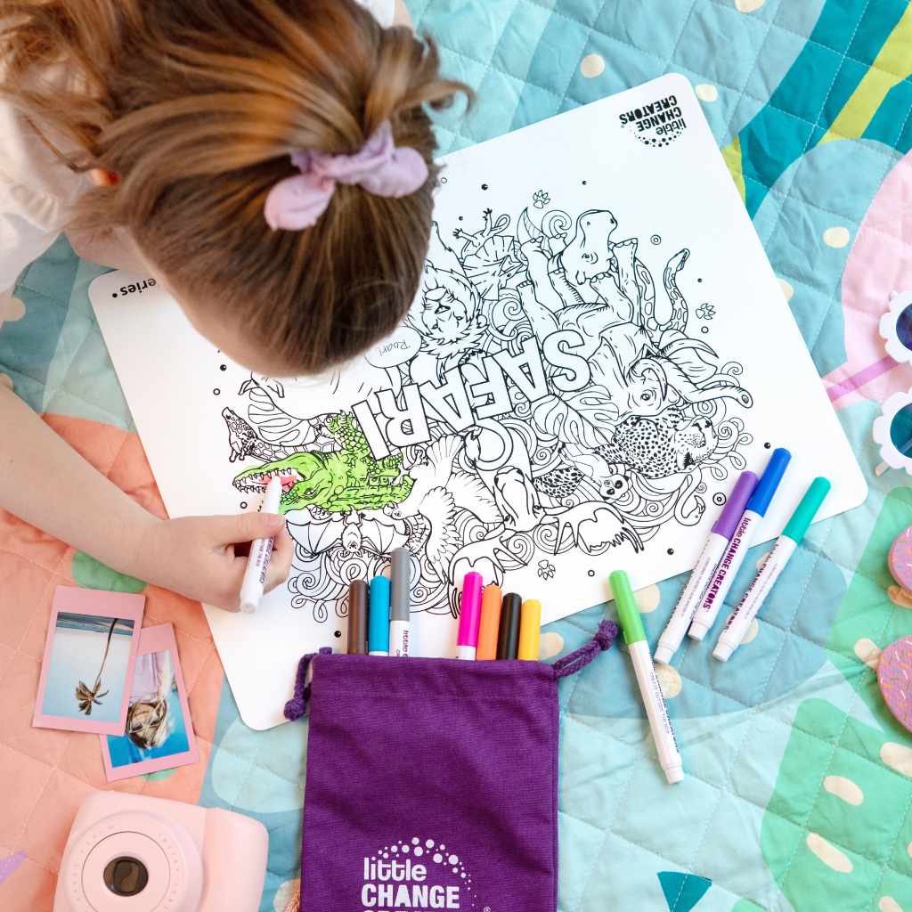 Little Change Creators - LARGE Reusable Silicone Colouring Set - Safari