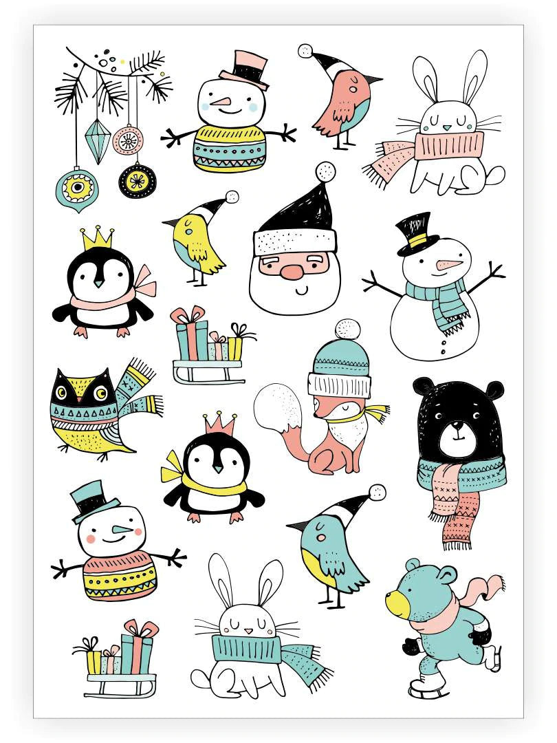 ducky street tattoo temporary kids tattoo great for goodie bags or kids party accessories face painting snowman winter theme