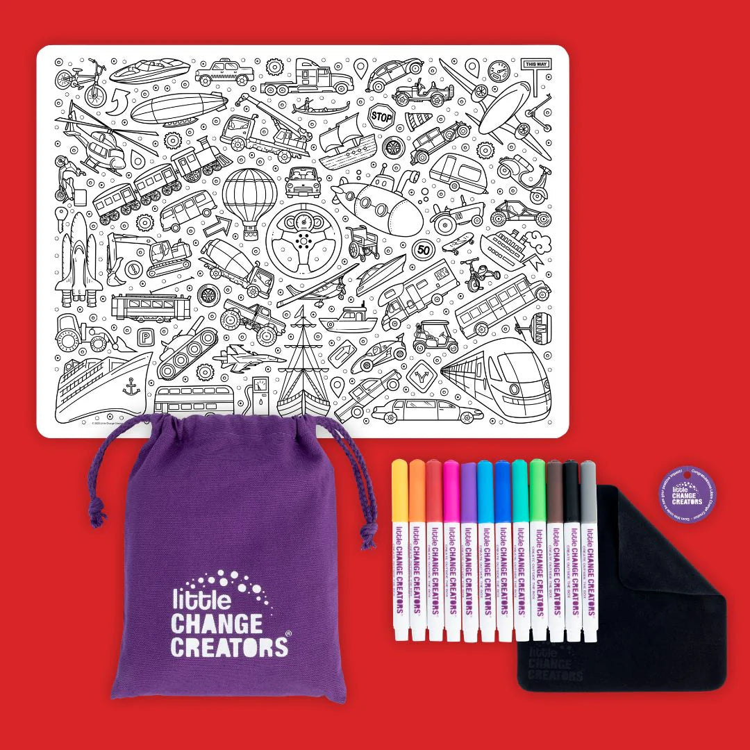 Little Change Creators - LARGE Reusable Silicone Colouring Set - On The Go