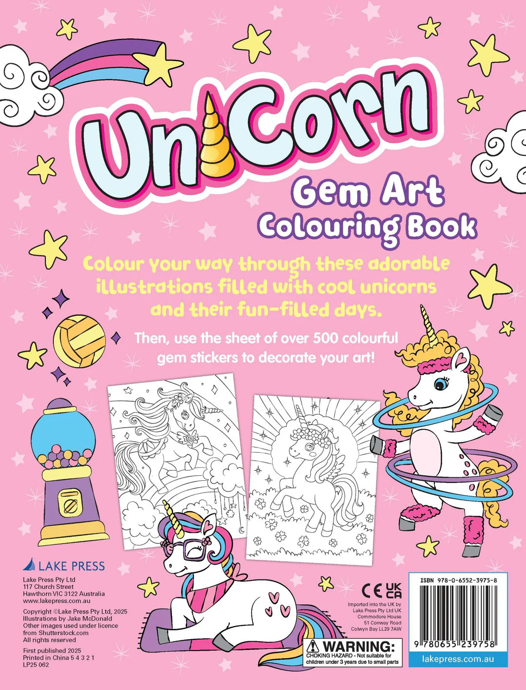 Book | Gem Art Colouring Book - Unicorn