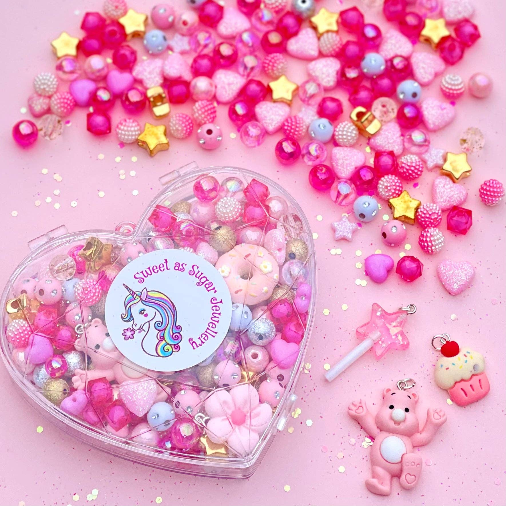 Sweet as Sugar Jewellery Making Kit Pink Heart Shape