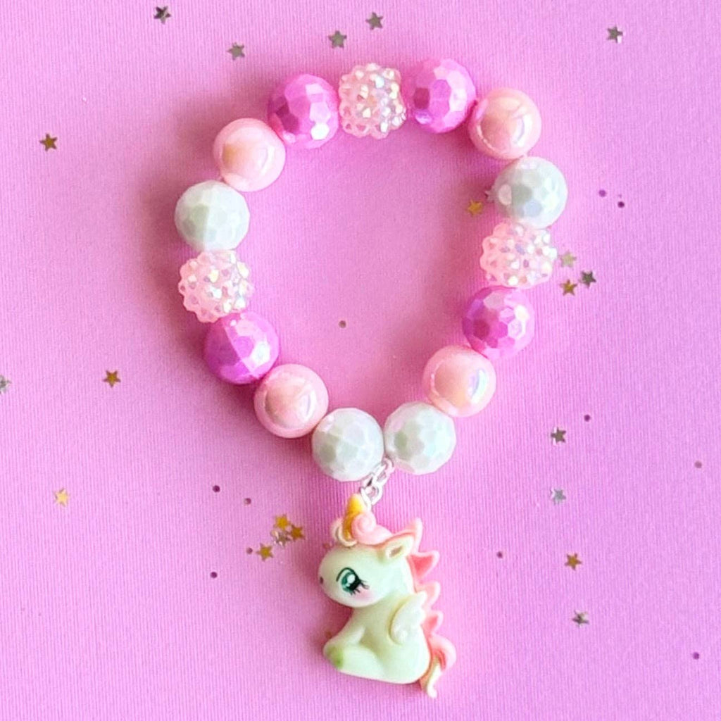 Sweet as Sugar Jewellery Beaded Bracelet Matching Pink Unicorn Necklace