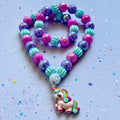Sweet as Sugar Jewellery - Beaded Necklace Rainbow Unicorn