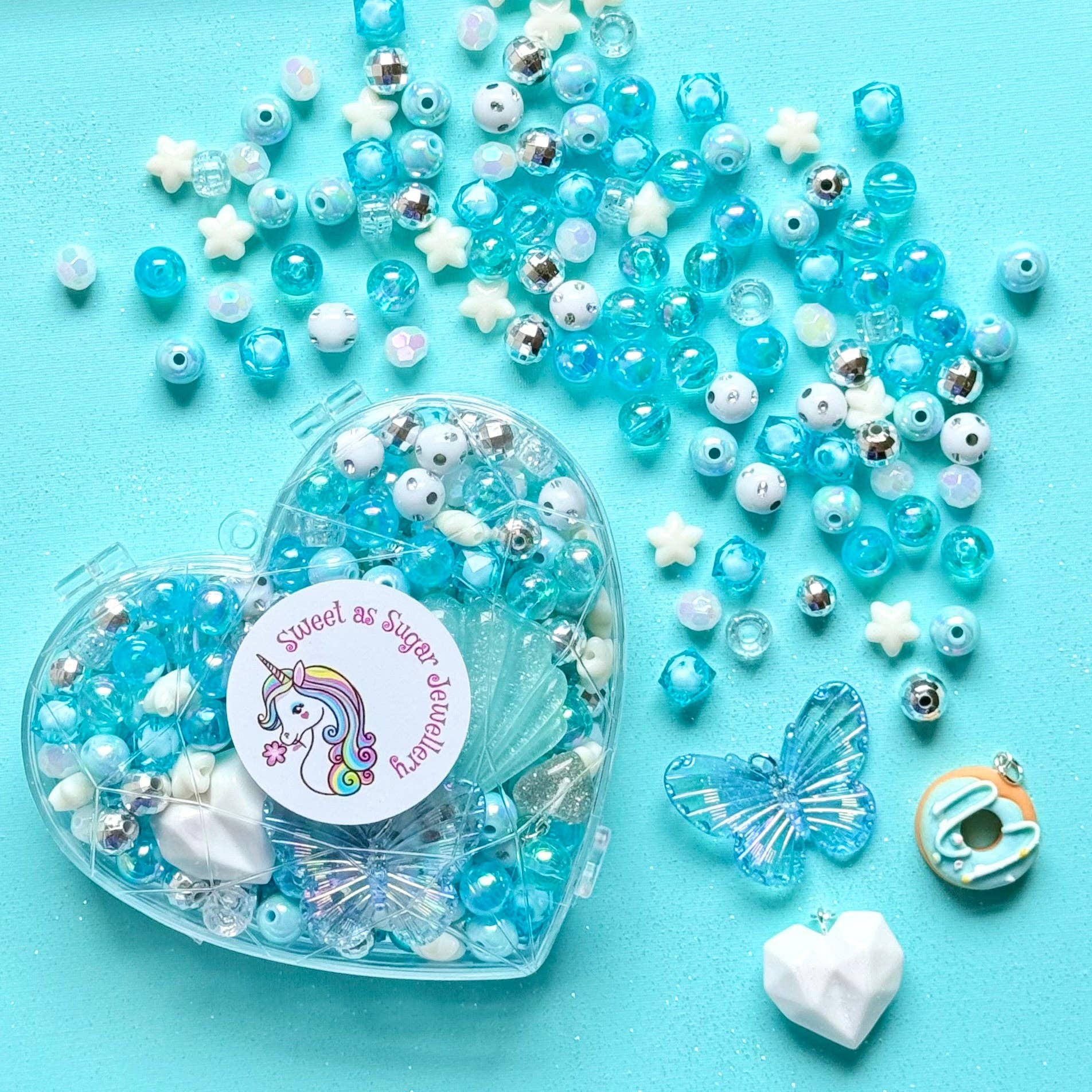 Sweet as Sugar Jewellery Making Kit Tiffany Teal Heart Shape