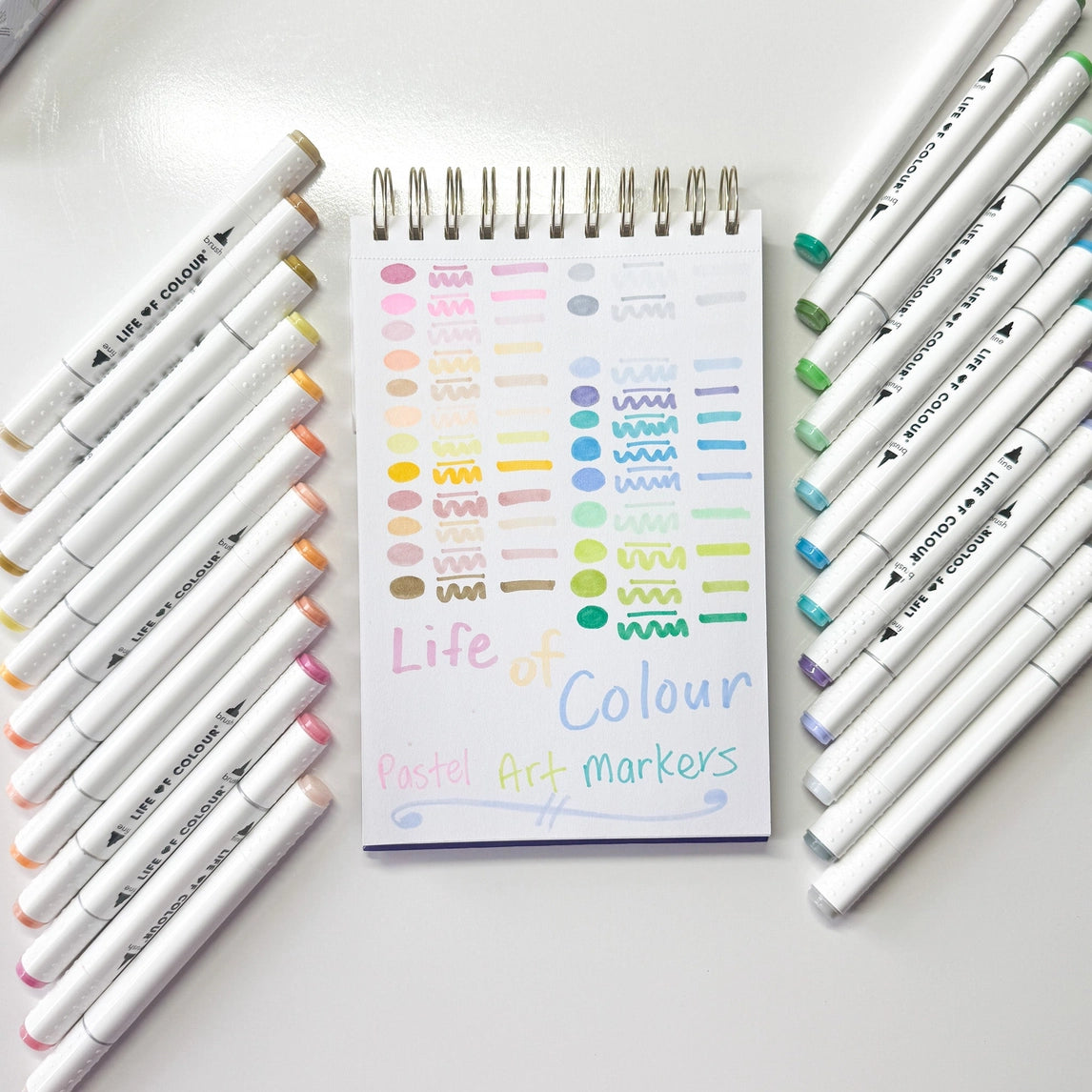 Life of Colour - Art Markers - 24 Alcohol Based, Dual Tip Markers - Pastel Colours
