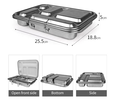Ecococoon Bento Box 5 Stainless Steel - Leak Proof - Mint