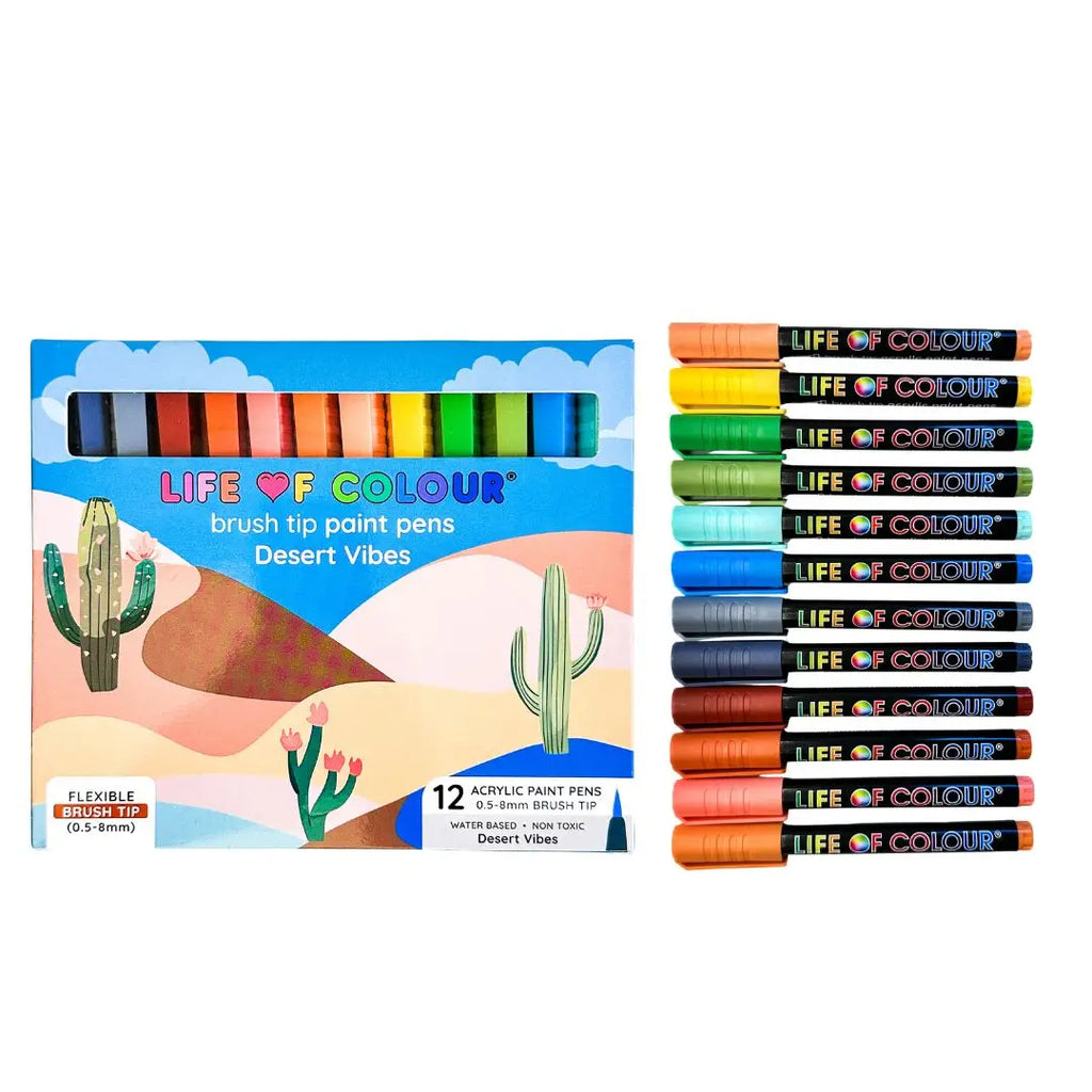 Life of Colour - Desert Vibes Brush Tip Acrylic Paint Pens - Set of 12