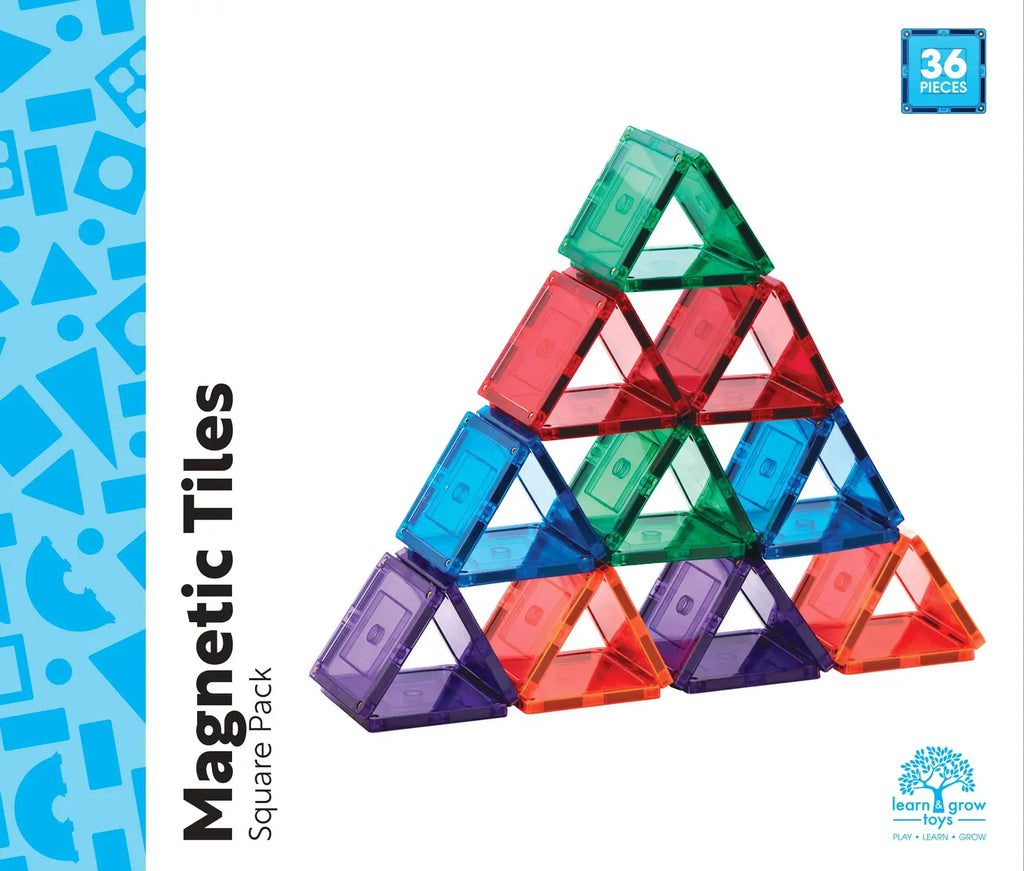 Learn & Grow Magnetic Tiles - Small Square Pack - 36 piece