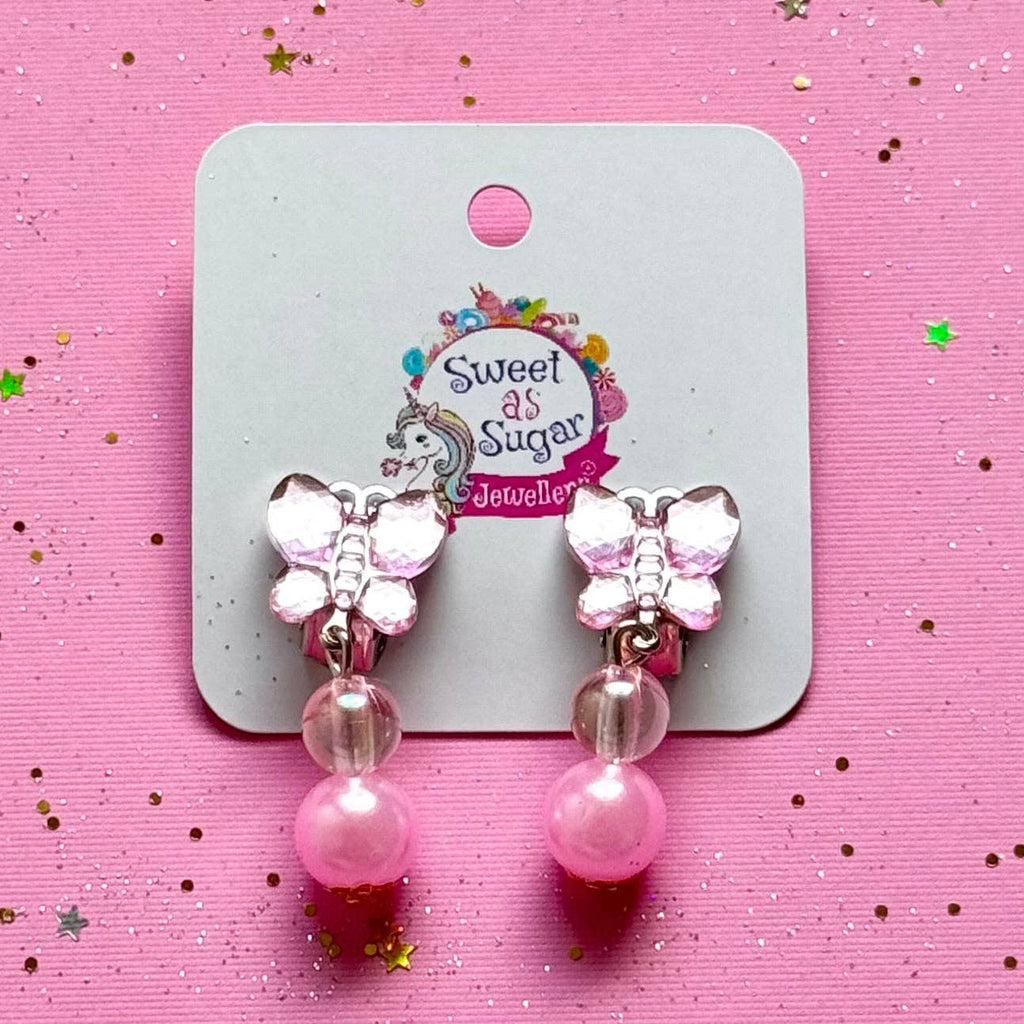 Sweet as Sugar Jewellery Earrings Stud Pink Butterfly