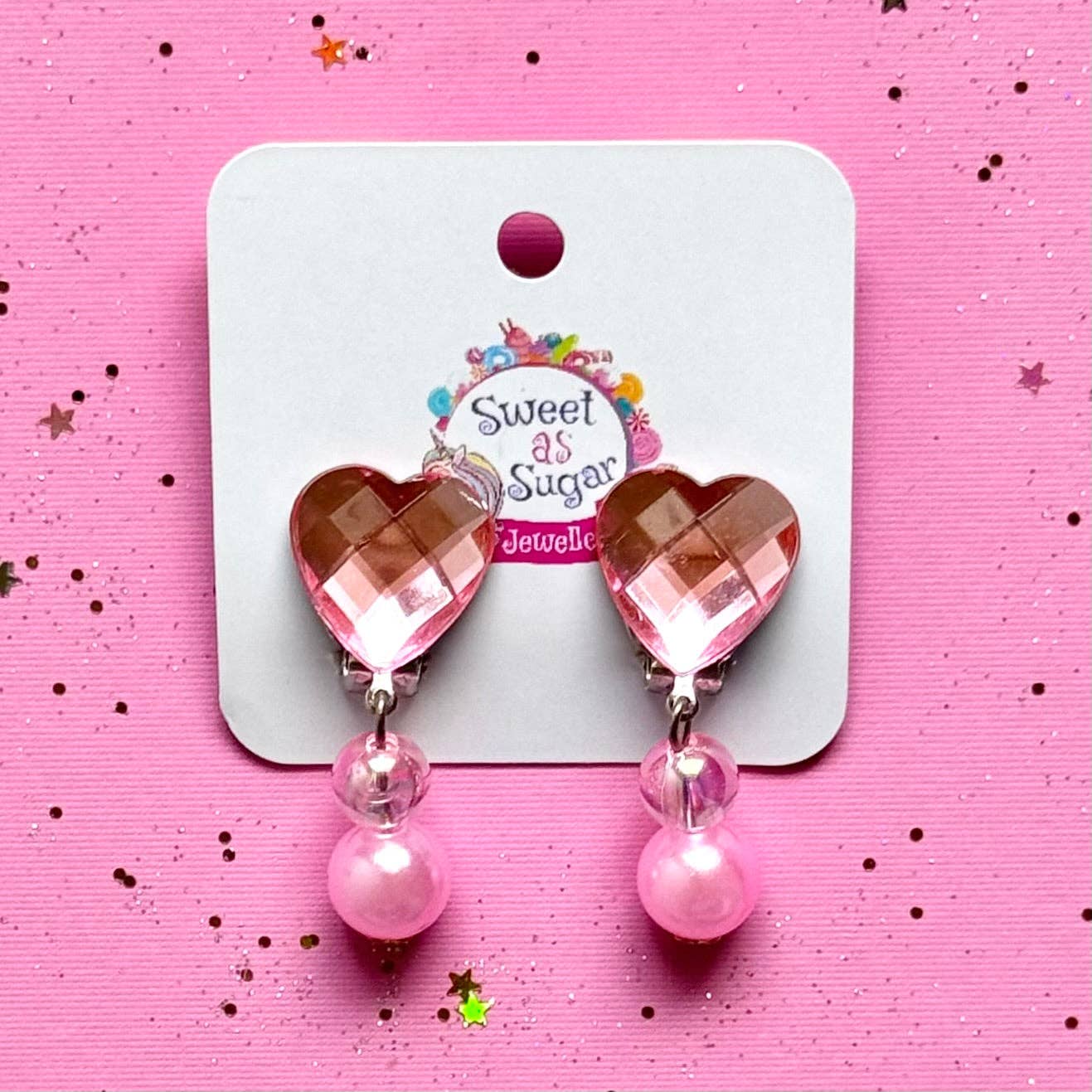 Sweet as Sugar Jewellery Earrings Clip On Pink Heart