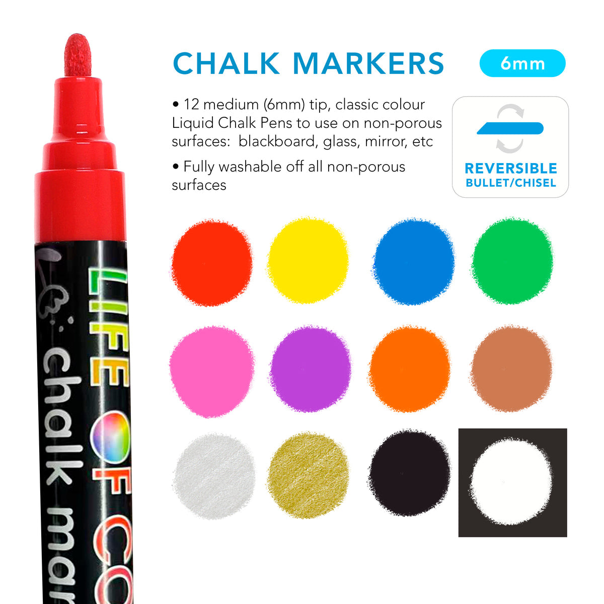 Life of Colour - Liquid Chalk Markers – 6mm Dual Tips