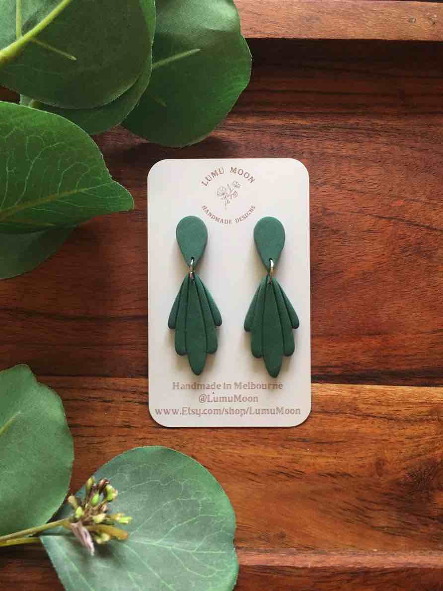 Lumu Moon - Lucia Art Deco Inspired Earrings - Green