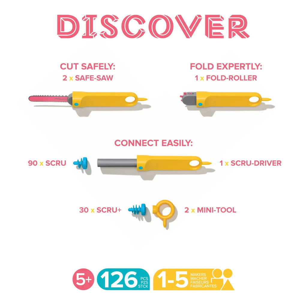 Makedo - Discover Kit - Cardboard Construction For 2-5 Makers