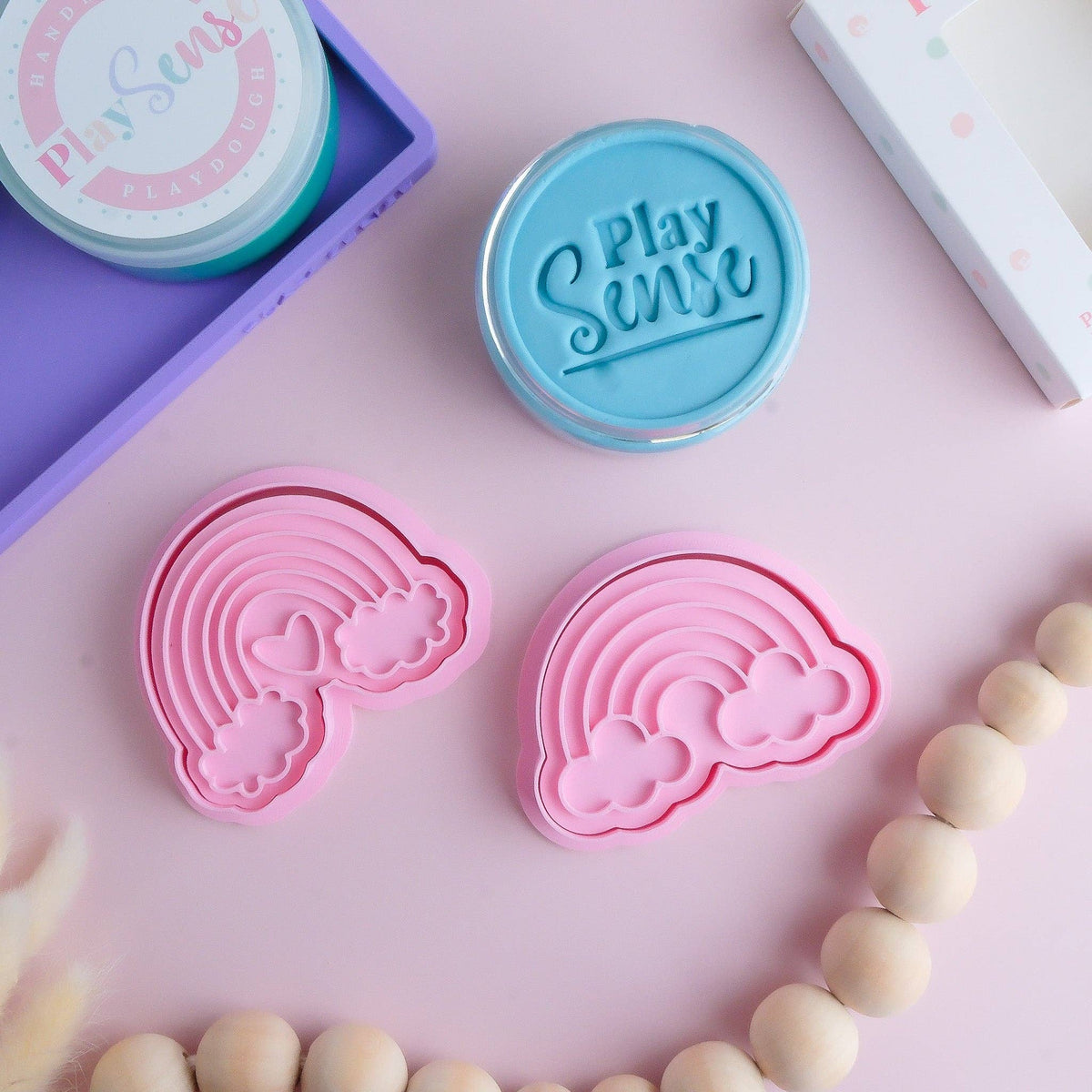 Play Sense - Eco Playdough Stamp | Rainbow with heart