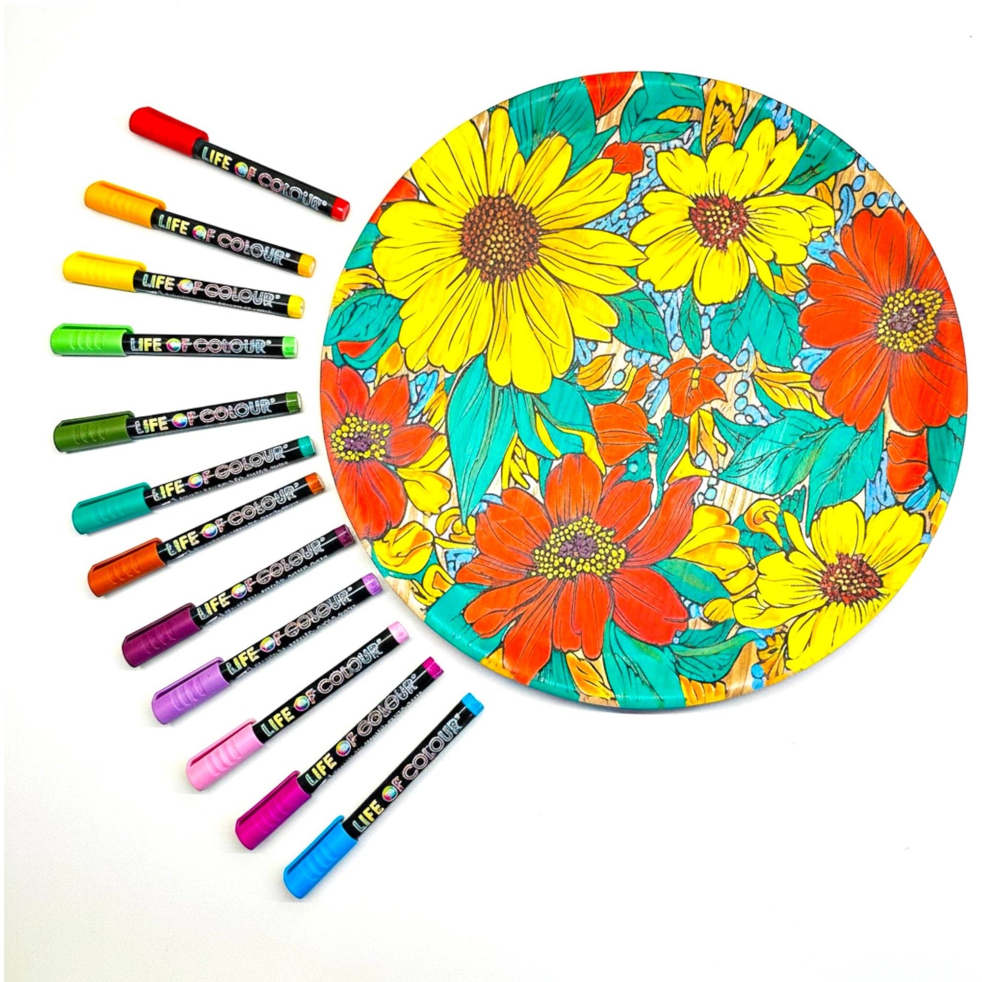 Life of Colour - Floral Colours Brush Tip Acrylic Paint Pens - Set of 12