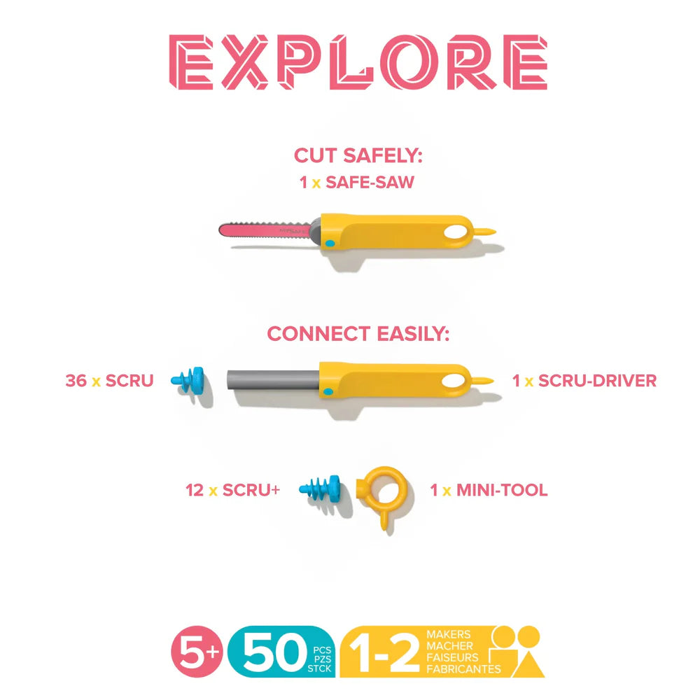 Makedo - Explore Kit - Cardboard Construction For 1-2 Makers