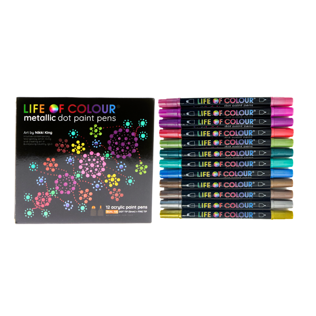 Life of Colour - Metallic Dot Markers Acrylic Paint Pens -  Set of 12