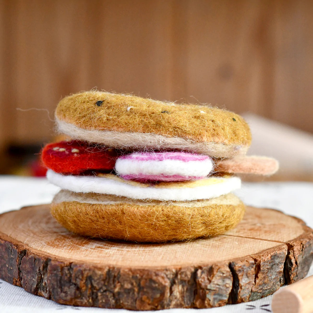 Tara Treasures - Felt Bagel Stack Play Food Set