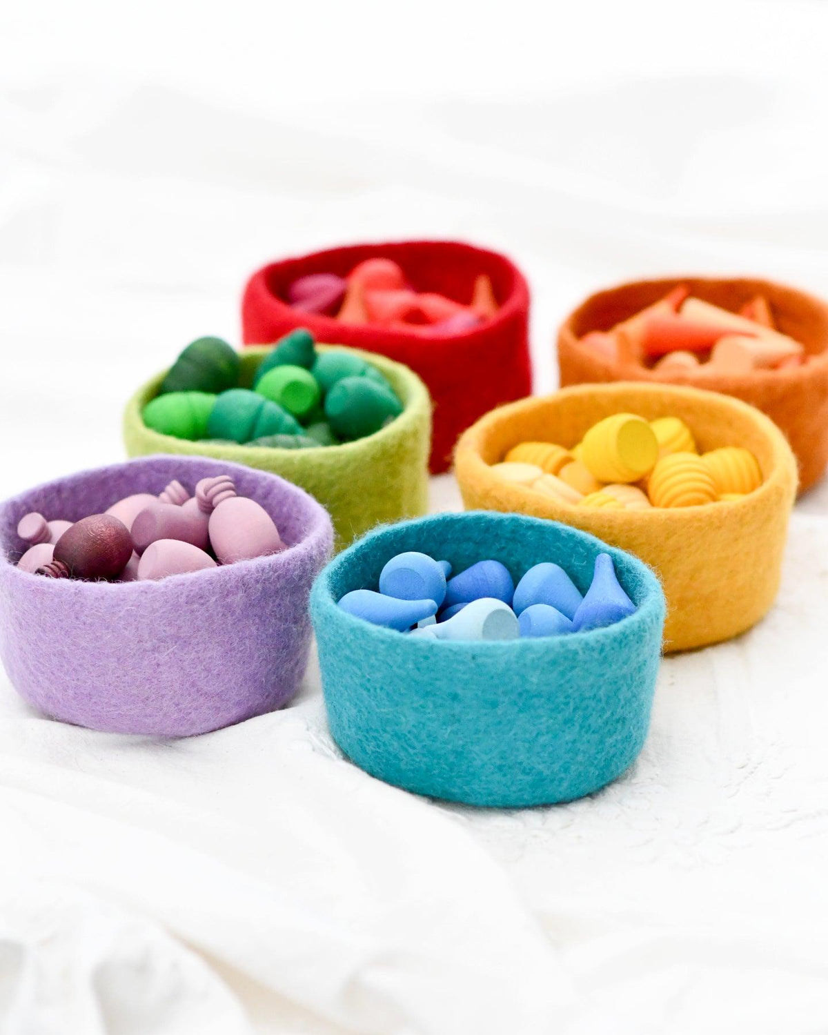 Tara Treasures - Felt Big Colourful Bowls - Set of 6