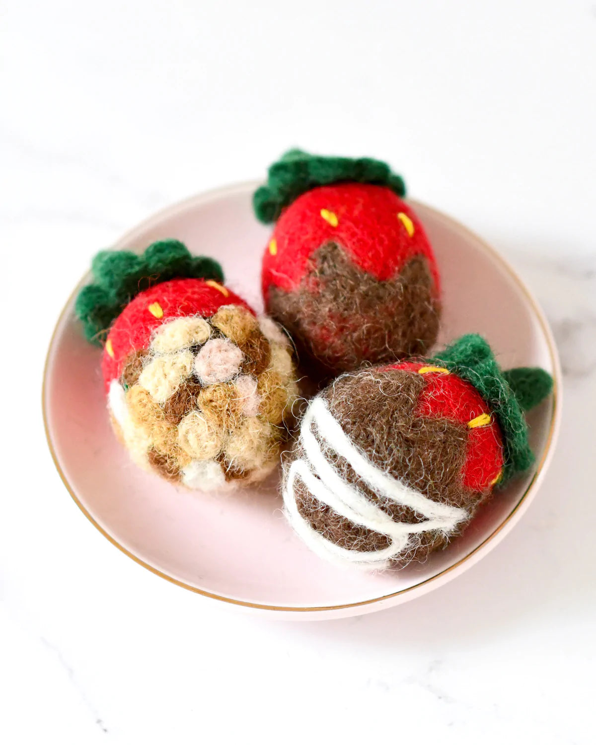 Tara Treasures - Felt Chocolate-Dipped Strawberries (Set of 3)