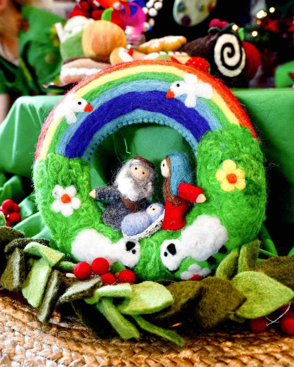 Tara Treasures - Felt Christmas Rainbow Nativity Wreath