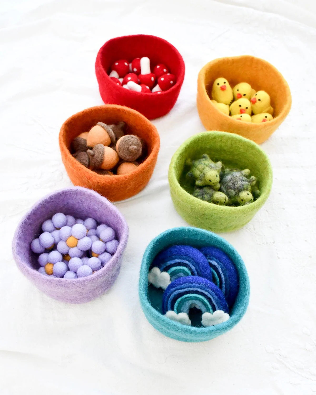 Tara Treasures - Felt Big Colourful Bowls - Set of 6