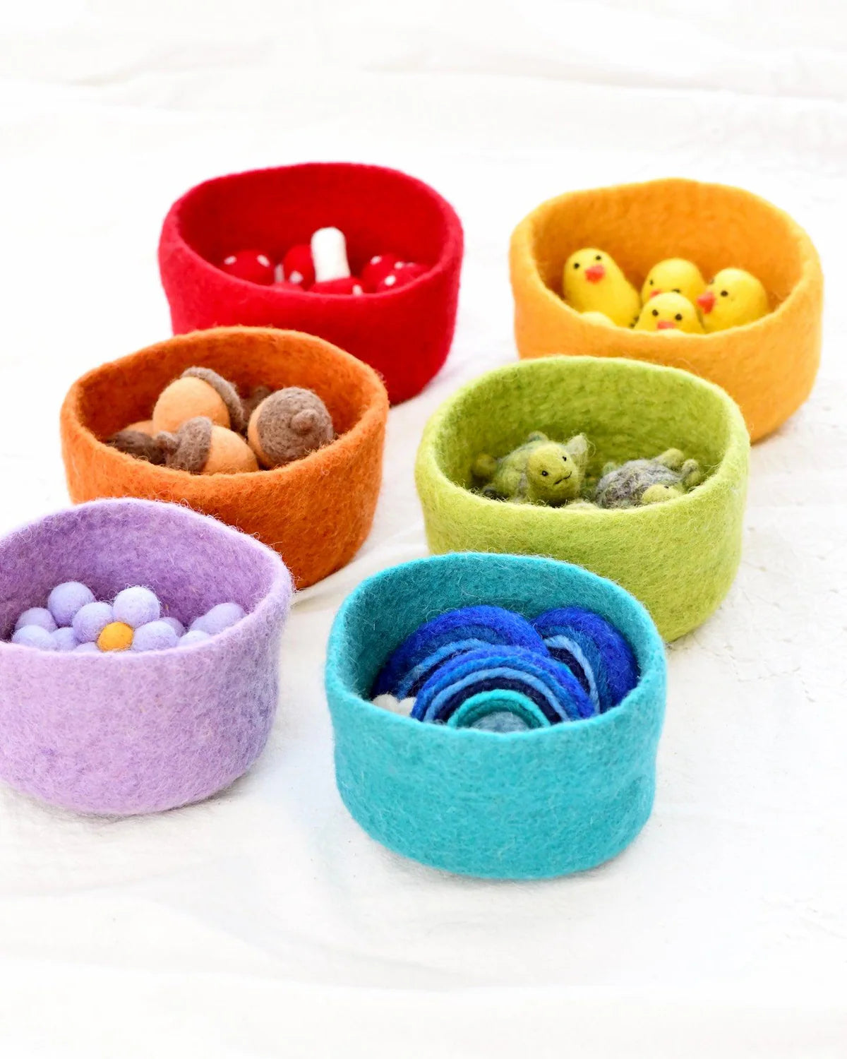 Tara Treasures - Felt Big Colourful Bowls - Set of 6