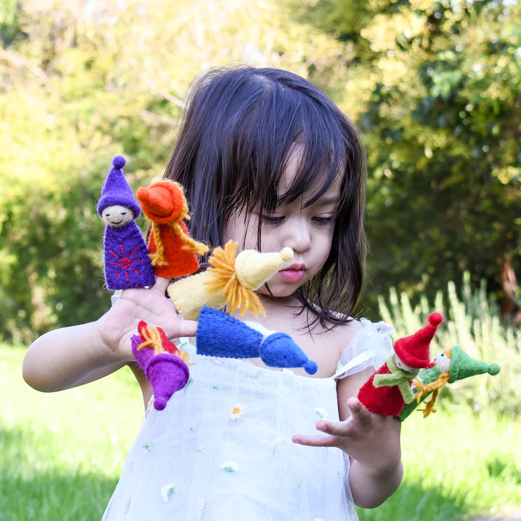 Tara Treasures - Rainbow Colourful Gnomes Finger Puppet Set